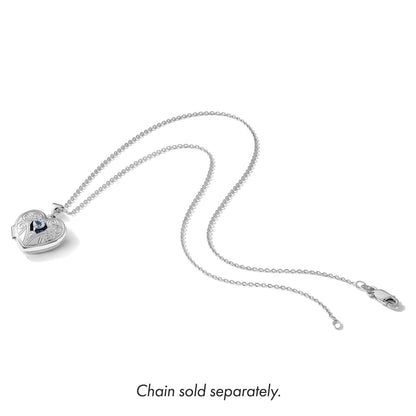 Sterling Silver Rhodium-plated Aquamarine March Birthstone 18mm Heart Locket