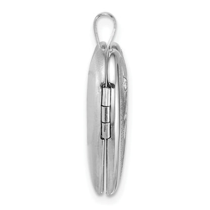 Sterling Silver Rhodium-plated Brushed And Polished 1/20 carat Diamond And Angel 20mm Heart Locket