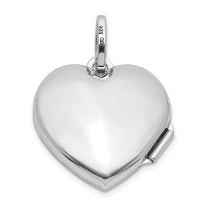 Sterling Silver Rhodium-plated Polished with Beaded Border 18mm Heart Locket
