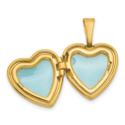 Sterling Silver Gold-plated Polished Front/Brushed Back Foot Prints with Hearts 12mm Heart Locket