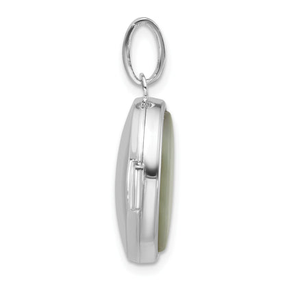 Sterling Silver Rhodium-plated Mother of Pearl 16.5mm Oval Locket