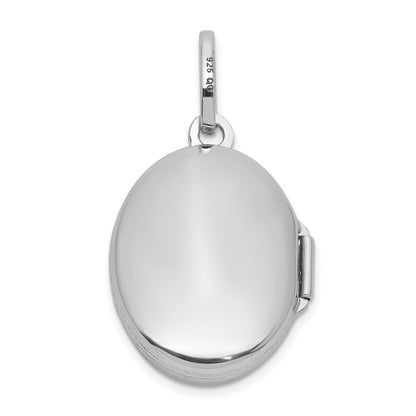 Sterling Silver Rhodium-plated Mother of Pearl 16.5mm Oval Locket