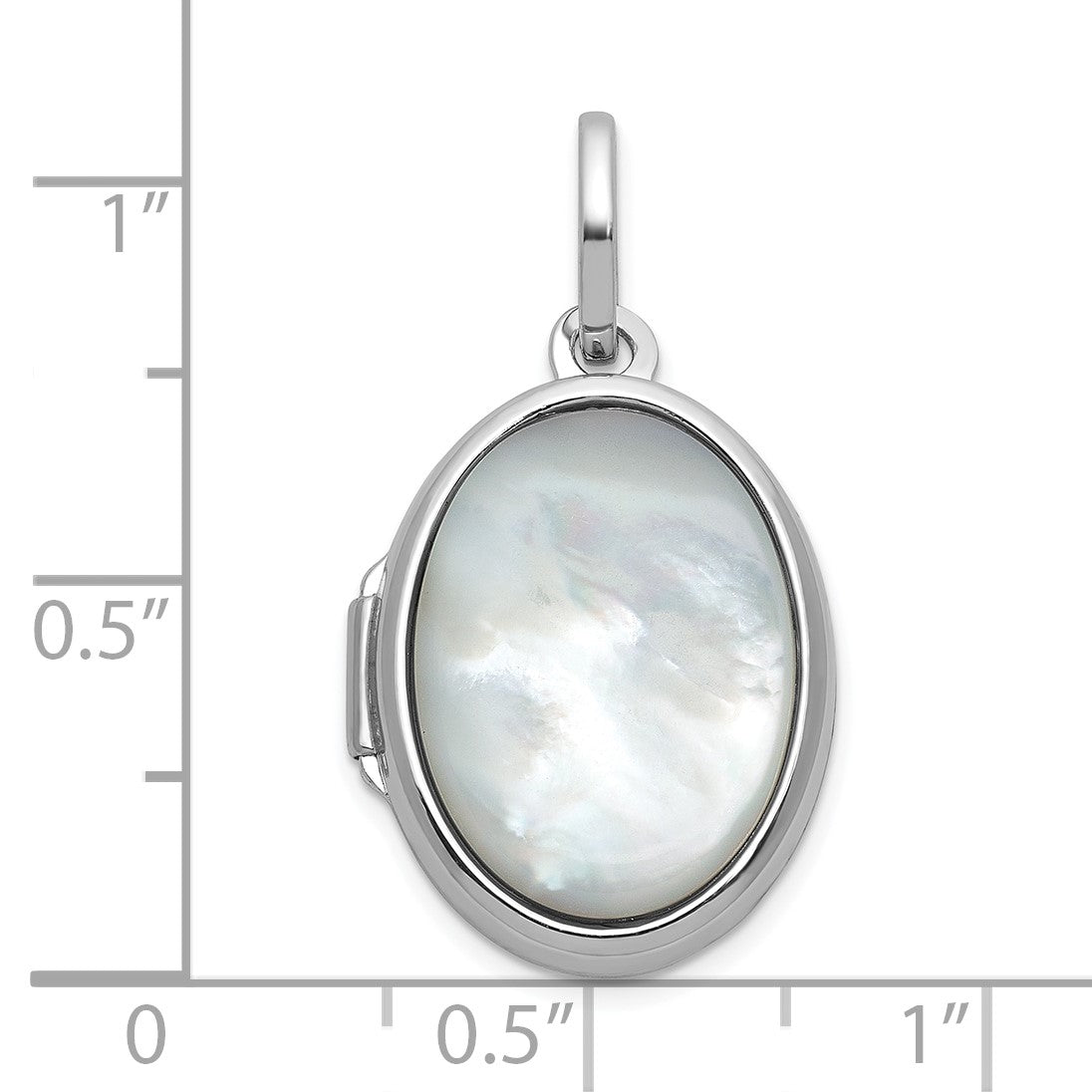 Sterling Silver Rhodium-plated Mother of Pearl 16.5mm Oval Locket