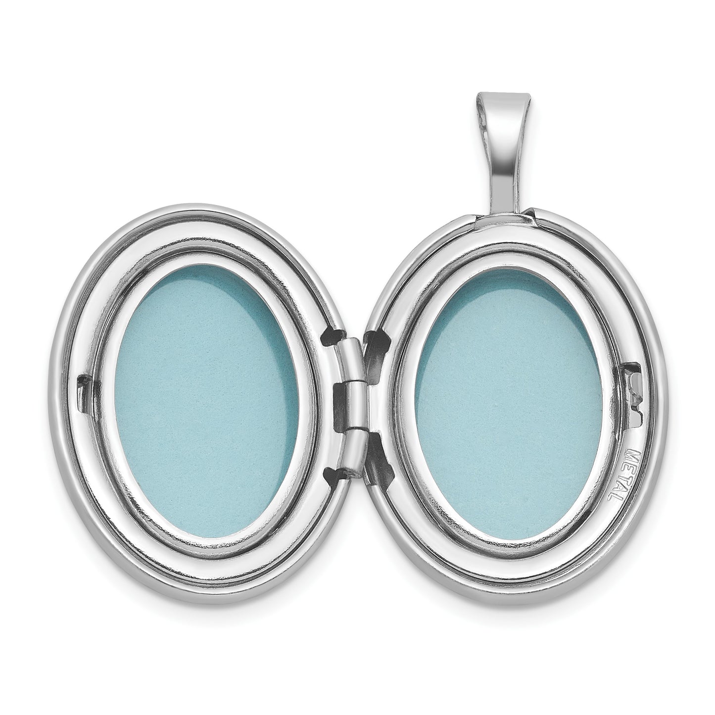 Sterling Silver Rhodium-plated Brushed And Polished 1/20 carat Diamond 16mm Oval Locket