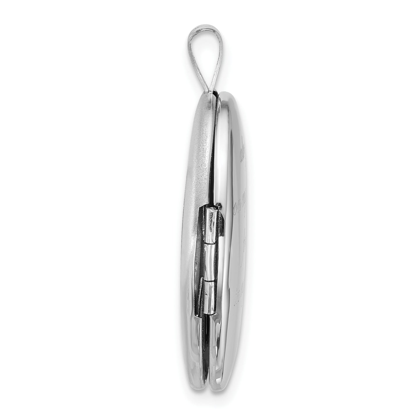Sterling Silver Rhodium-plated Polished Front/Brushed Back ALWAYS ON MY MIND FOREVER IN MY HEART 26mm Oval Locket