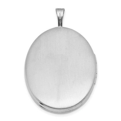 Sterling Silver Rhodium-plated Polished Front/Brushed Back ALWAYS ON MY MIND FOREVER IN MY HEART 26mm Oval Locket