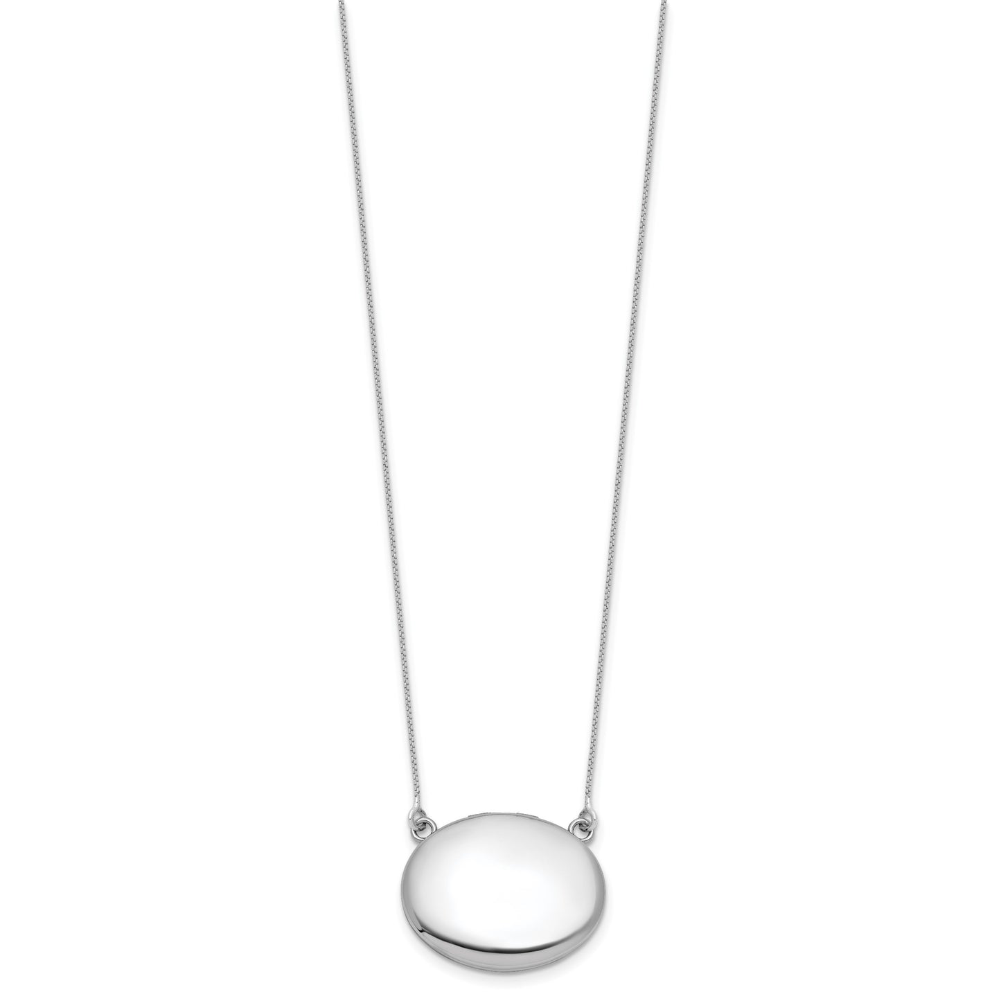 Sterling Silver Rhodium-plated Polished Front/Brushed Back 18.75 inch with 2 inch extension 20mm Oval Locket Necklace