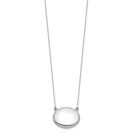 Sterling Silver Rhodium-plated Polished Front/Brushed Back 18.75 inch with 2 inch extension 20mm Oval Locket Necklace