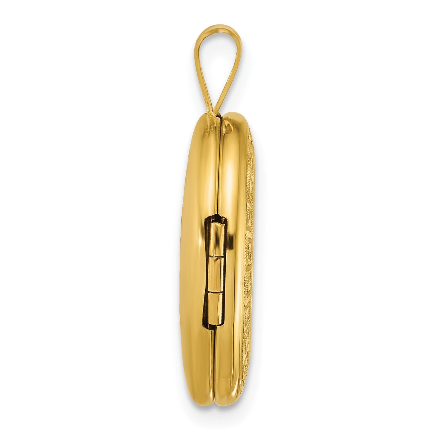 Sterling Silver Gold-plated Polished Front/Brushed Back Greek Key 19mm Oval Locket