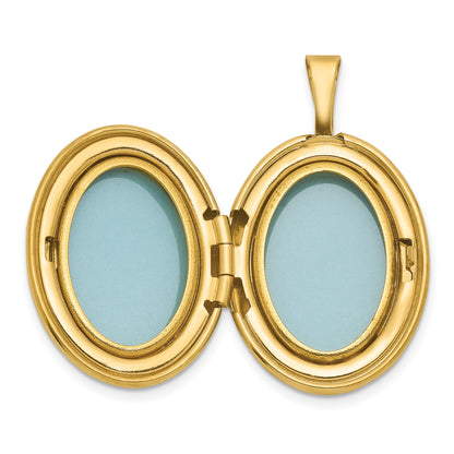 Sterling Silver Gold-plated Polished Front/Brushed Back Greek Key 19mm Oval Locket