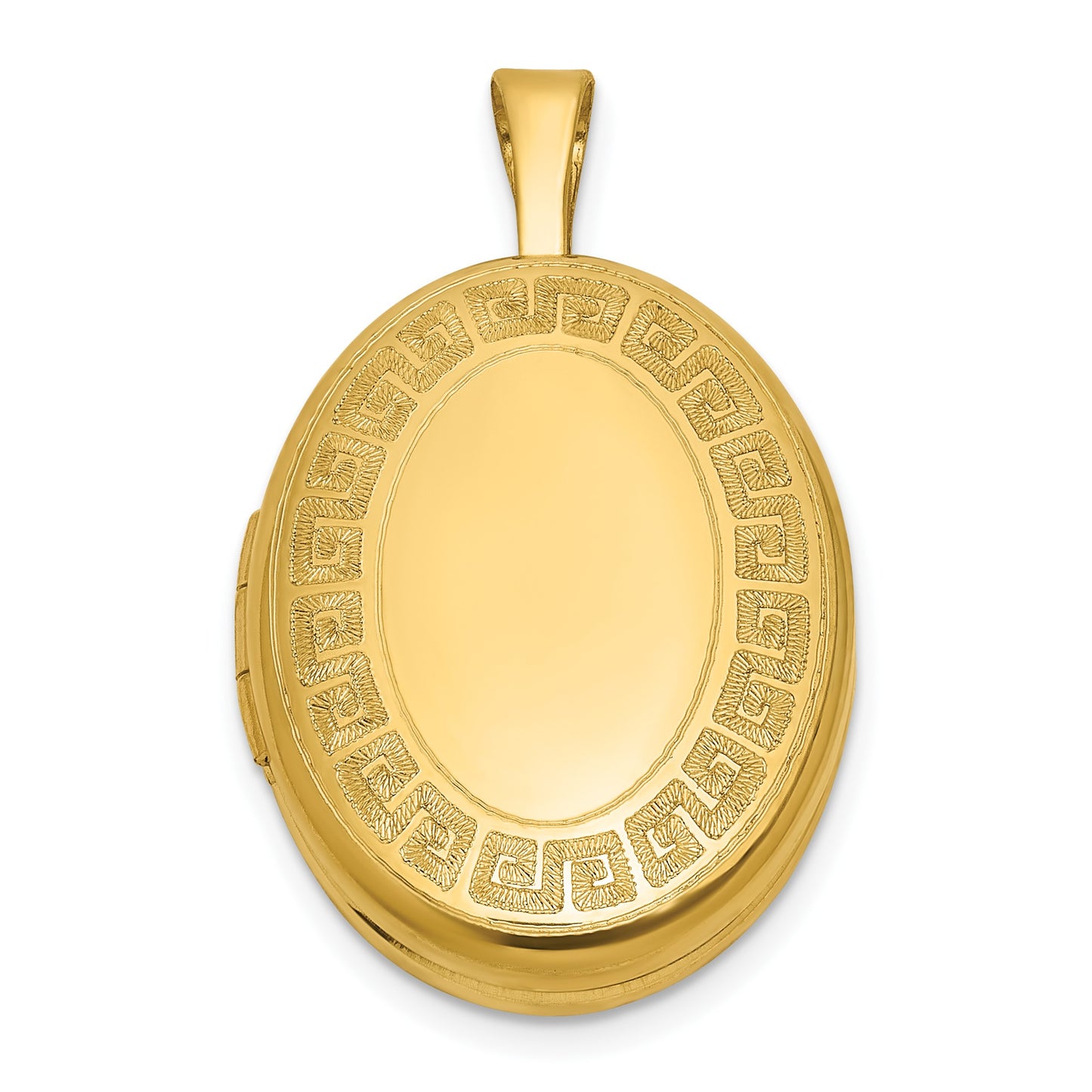 Sterling Silver Gold-plated Polished Front/Brushed Back Greek Key 19mm Oval Locket