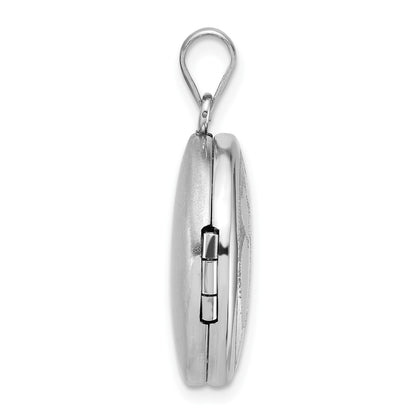 Sterling Silver Rhodium-plated Polished Front/Brushed Back Multi-Heart 20mm Round Locket