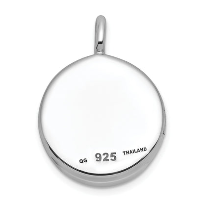 Sterling Silver Rhodium-plated Polished Heart On 10mm Round Locket