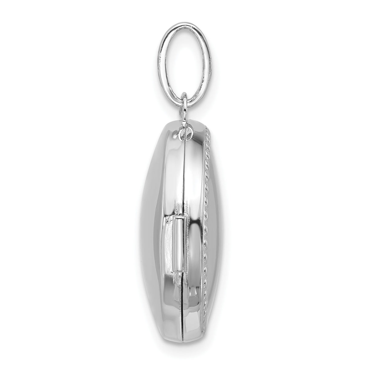 Sterling Silver Rhodium-plated Polished with Beaded Border 20mm Round Locket