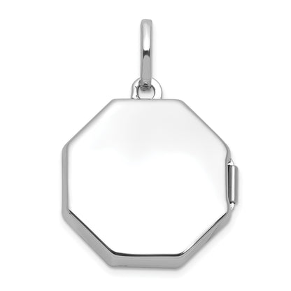 Sterling Silver Rhodium-plated Polished with Beaded Border 18mm Octagon Shaped Locket