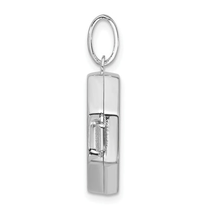 Sterling Silver Rhodium-plated Reversible 18mm Octagon Shaped Locket
