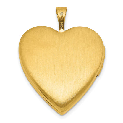 Sterling Silver Gold-plated Polished Front/Brushed Back Unicorn/Alicorn 20mm Heart Locket