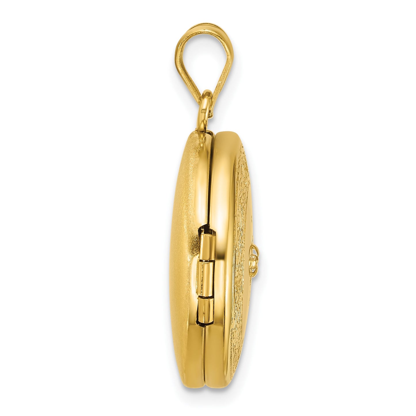 Sterling Silver Gold-plated Polished Front/Brushed Back 1/20 carat Diamond with Celtic Knot Border 20mm Round Locket