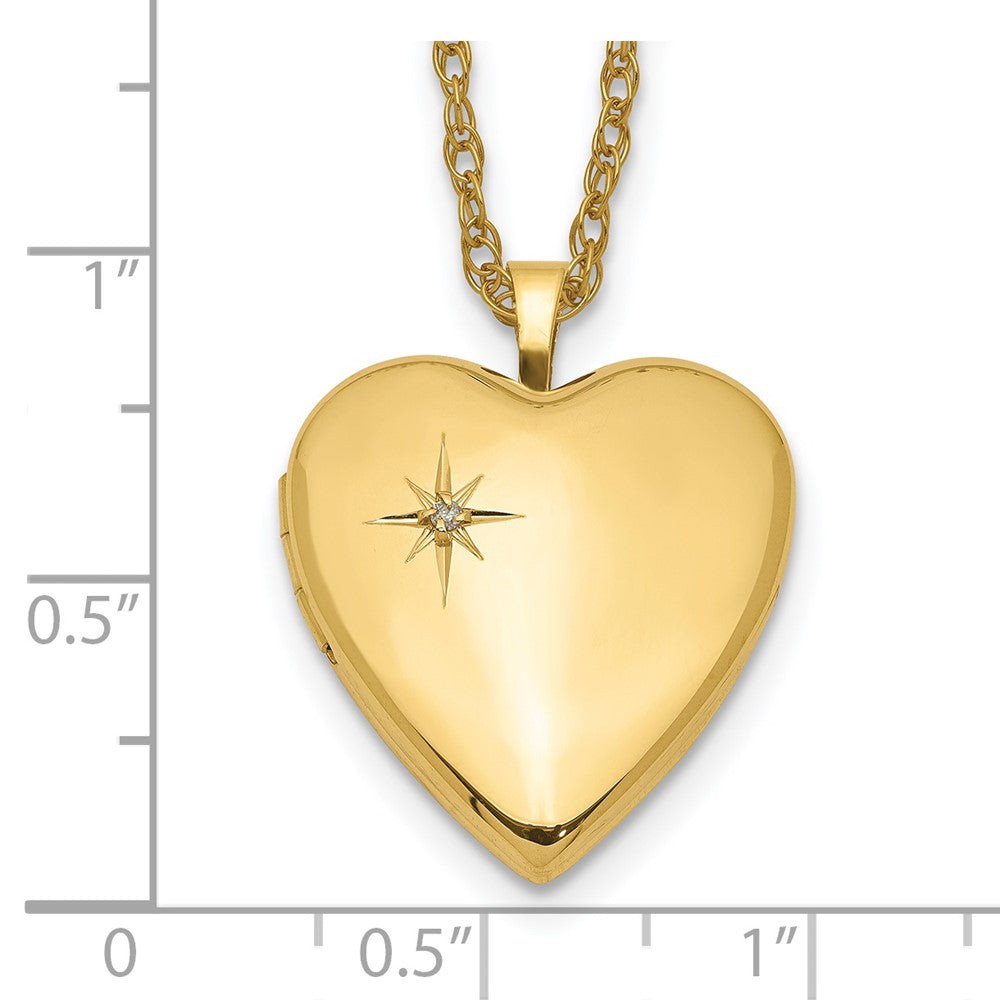 1/20 Gold Filled 20mm Polished/Satin Diamond Star Heart Locket Necklace