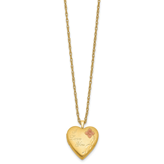 1/20 14K Gold Filled 20mm Enameled I Love You Heart Locket Necklace