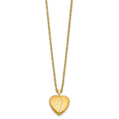 1/20 14K Gold Filled 16mm Satin and Polished Heart Locket Necklace
