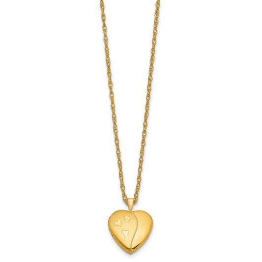 1/20 14K Gold Filled 16mm Satin and Polished Heart Locket Necklace