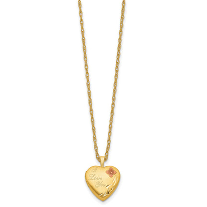 1/20 14K Gold Filled 16mm Enamel Flower I Love You Heart Locket Necklace