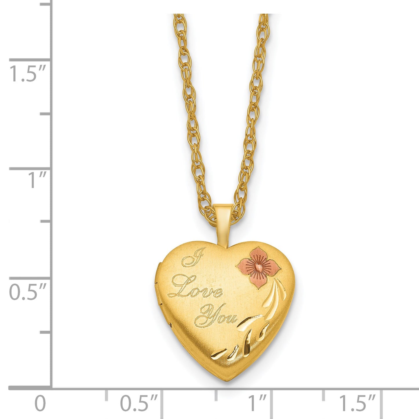 1/20 14K Gold Filled 16mm Enamel Flower I Love You Heart Locket Necklace