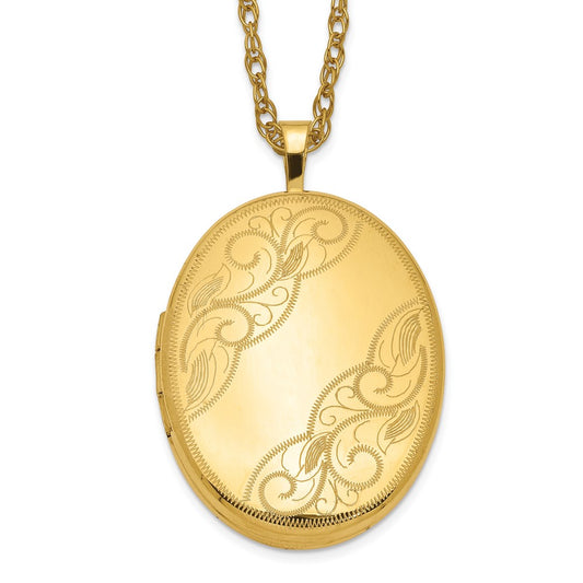 1/20 Gold Filled 26mm Swirled Oval Locket Necklace