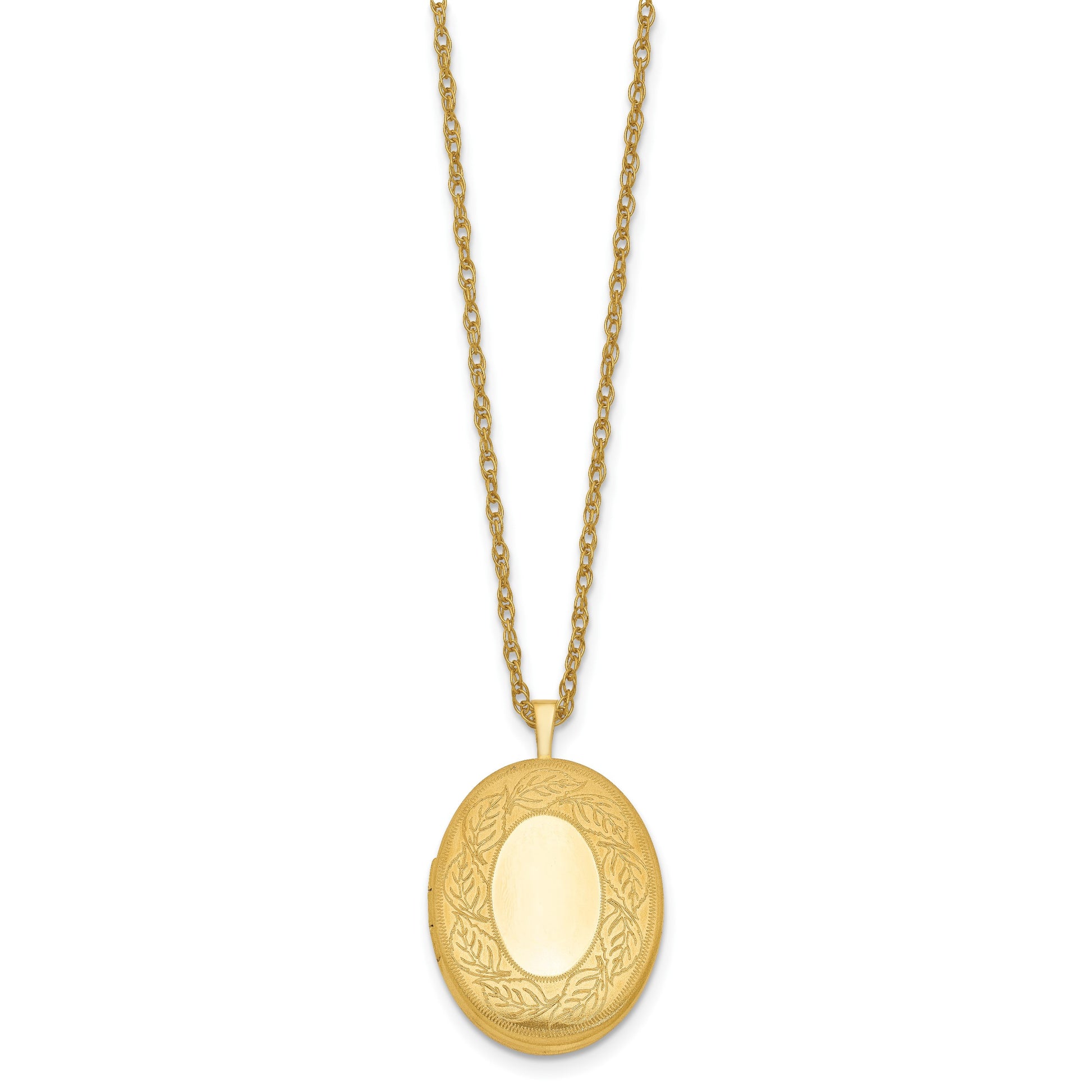 1/20 14K Gold Filled 26mm Leaf Border Oval Locket Necklace
