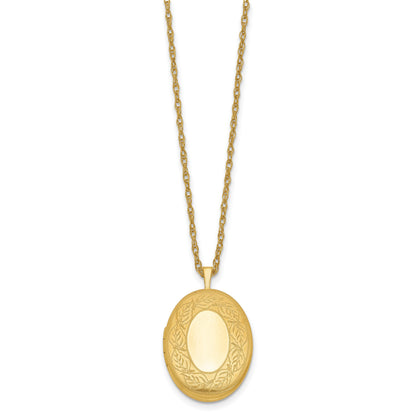 1/20 14K Gold Filled 26mm Leaf Border Oval Locket Necklace