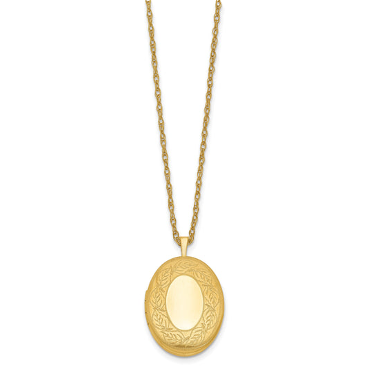 1/20 14K Gold Filled 26mm Leaf Border Oval Locket Necklace