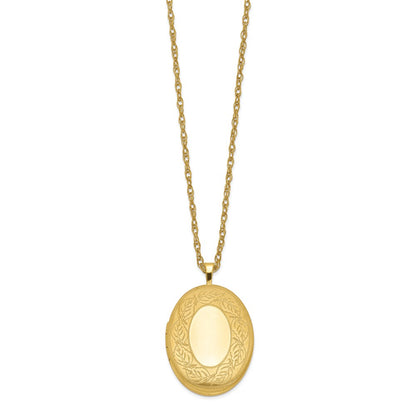 1/20 Gold Filled 26mm Leaf Border Oval Locket Necklace