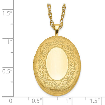 1/20 Gold Filled 26mm Leaf Border Oval Locket Necklace