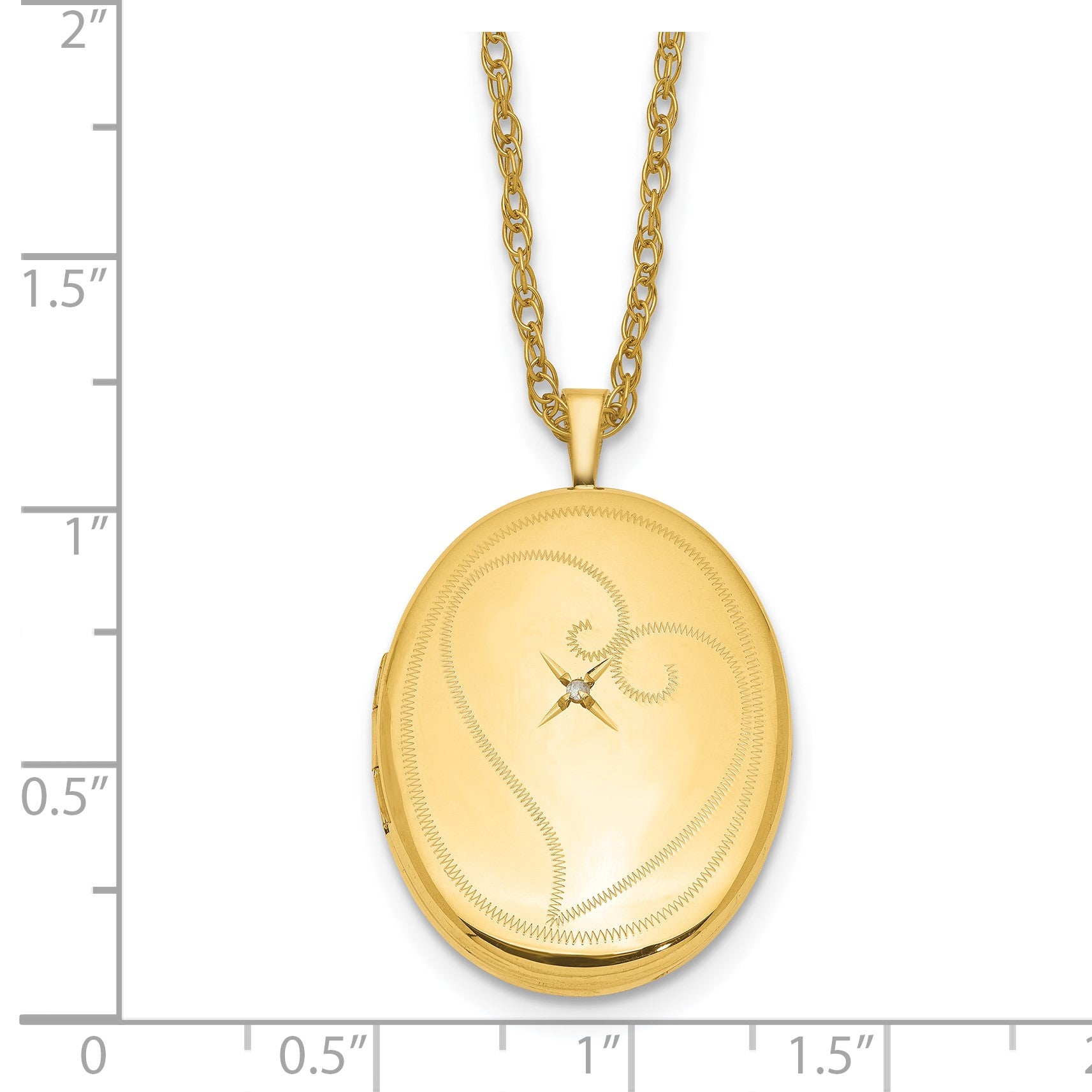 1/20 14K Gold Filled 26mm Diamond in Heart Oval Locket Necklace