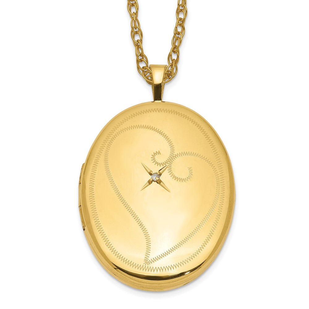 1/20 Gold Filled 26mm Diamond in Heart Oval Locket Necklace