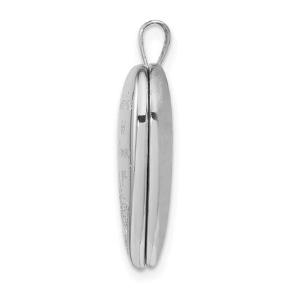 Sterling Silver Rhodium-plated 20mm Footprints Heart Locket