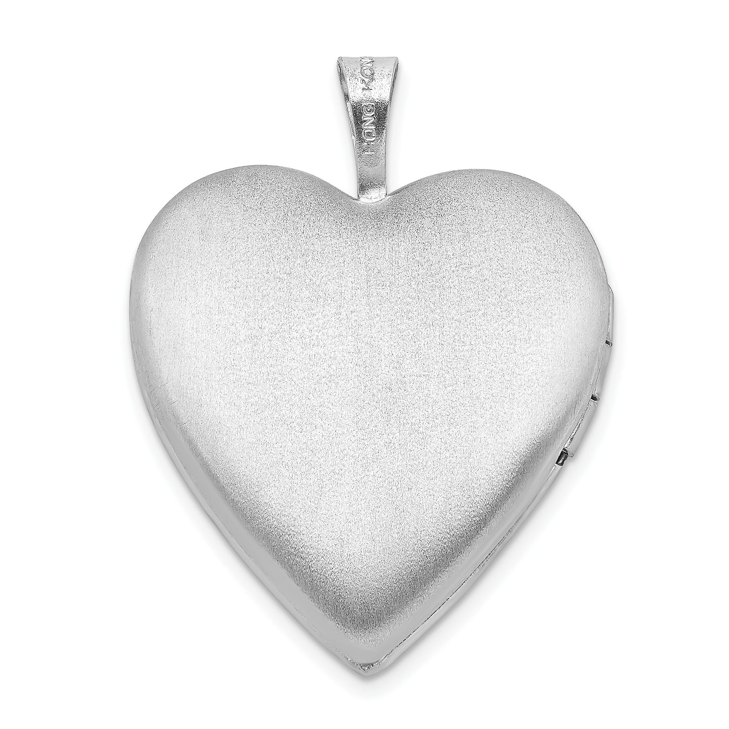 Sterling Silver Rhodium-plated 20mm Satin/Polished Cross Heart Locket