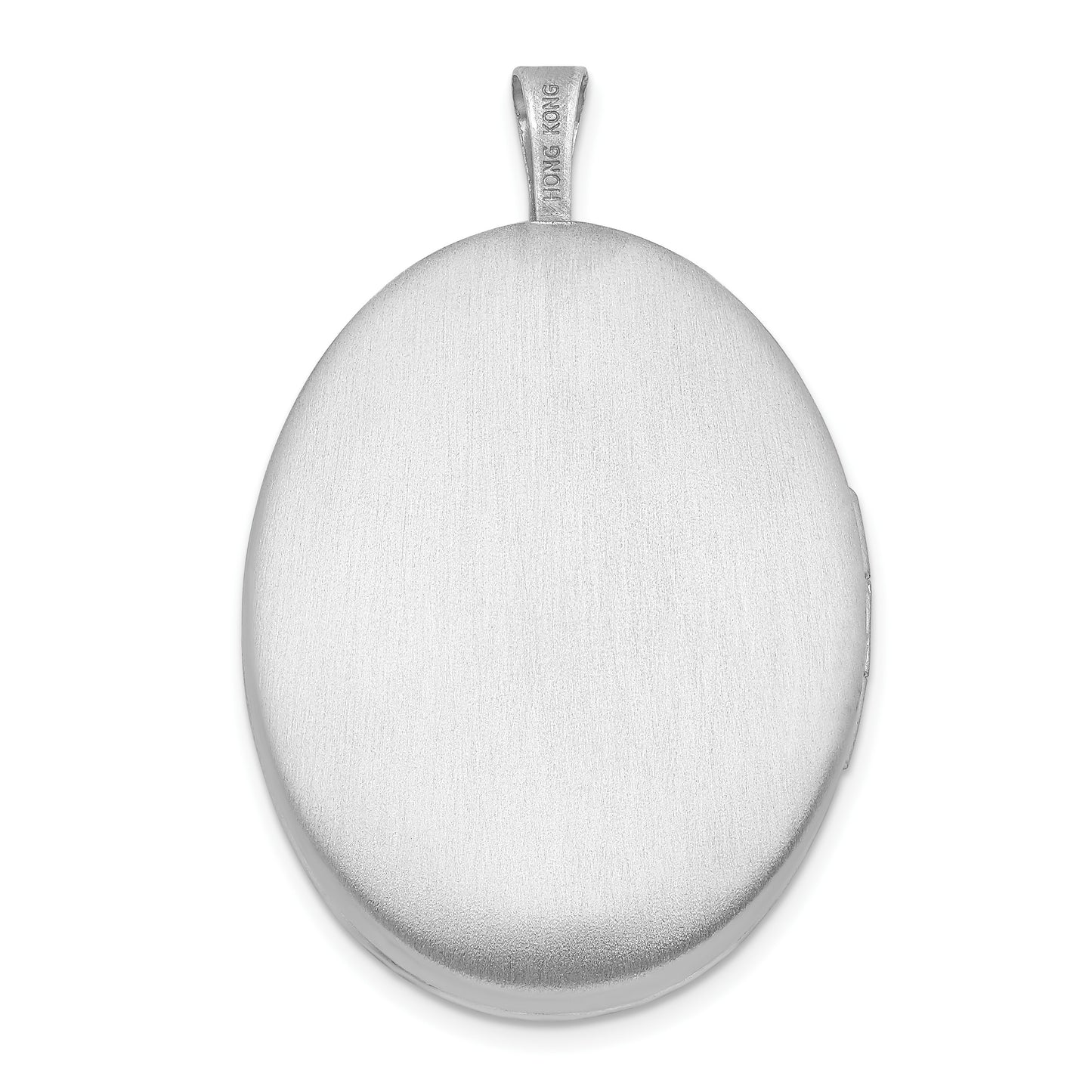 Sterling Silver Rhod-plated 26mm Satin Enameled Flower Scroll Oval Locket