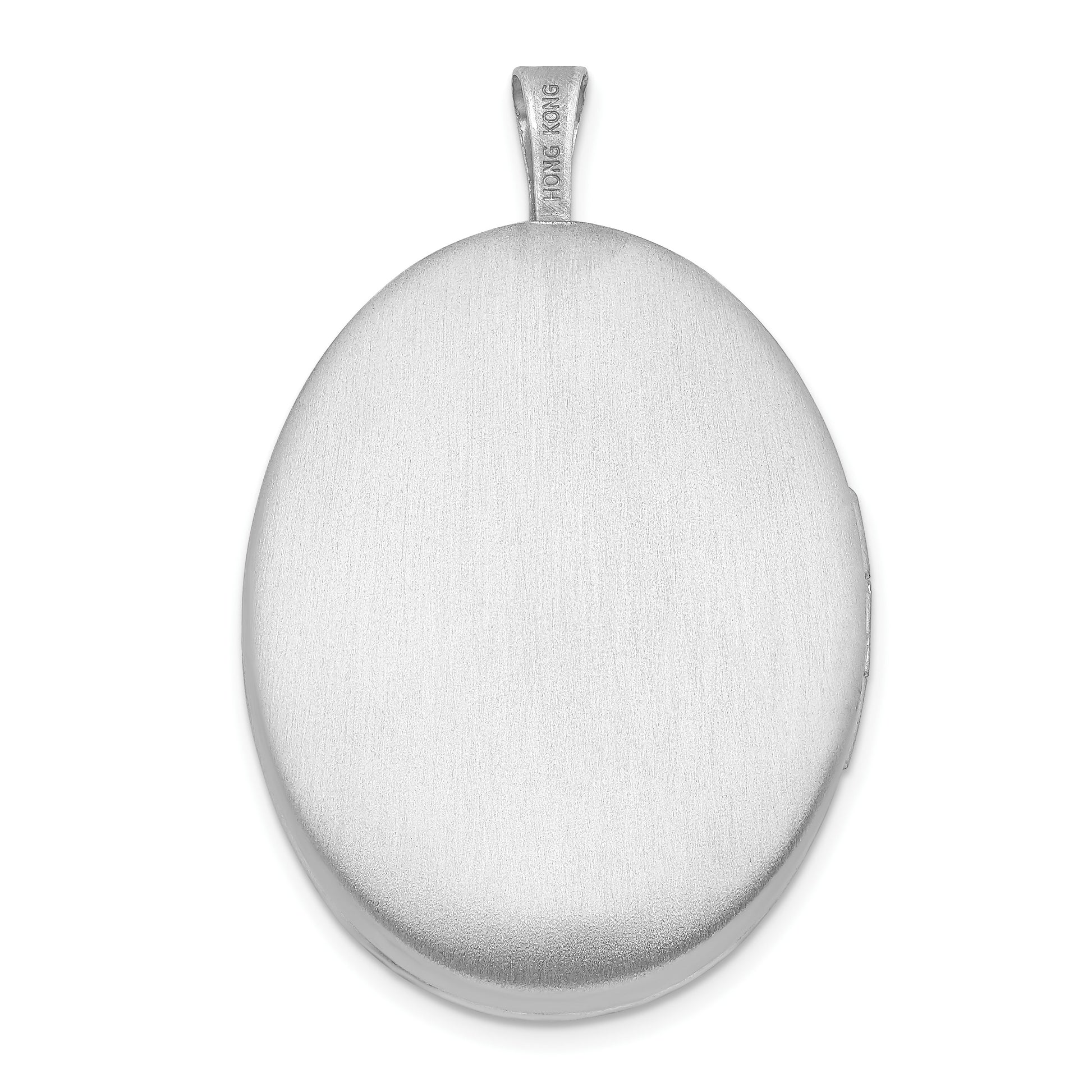 Sterling Silver Rhod-plated 26mm Satin Enameled Flower Scroll Oval Locket