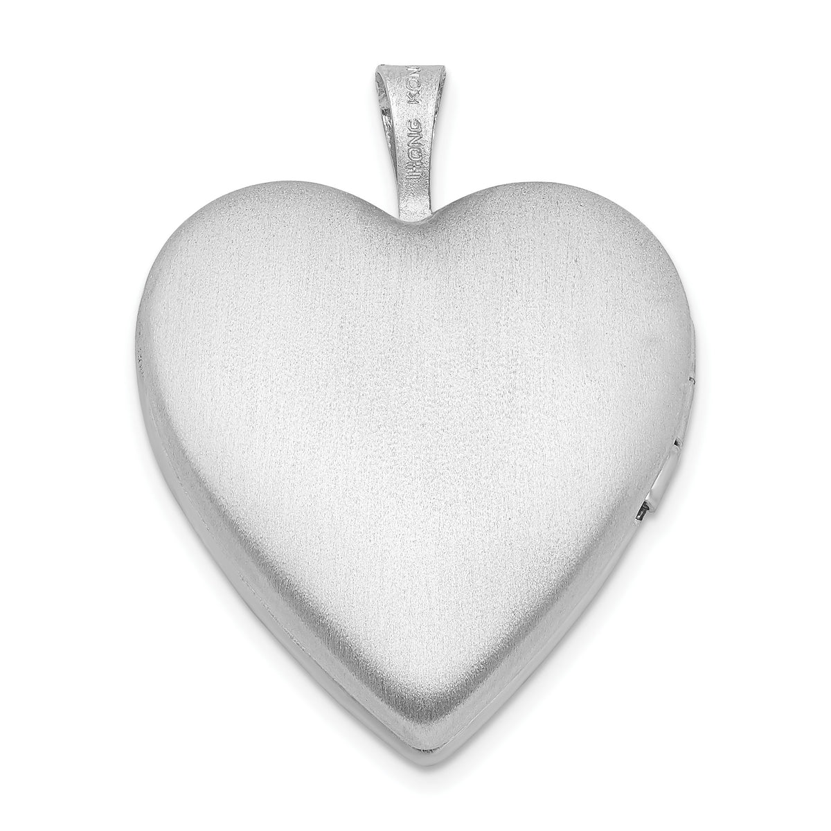 Sterling Silver Rhod-plated 20mm Satin, Enamel, D/C Floral Heart Locket
