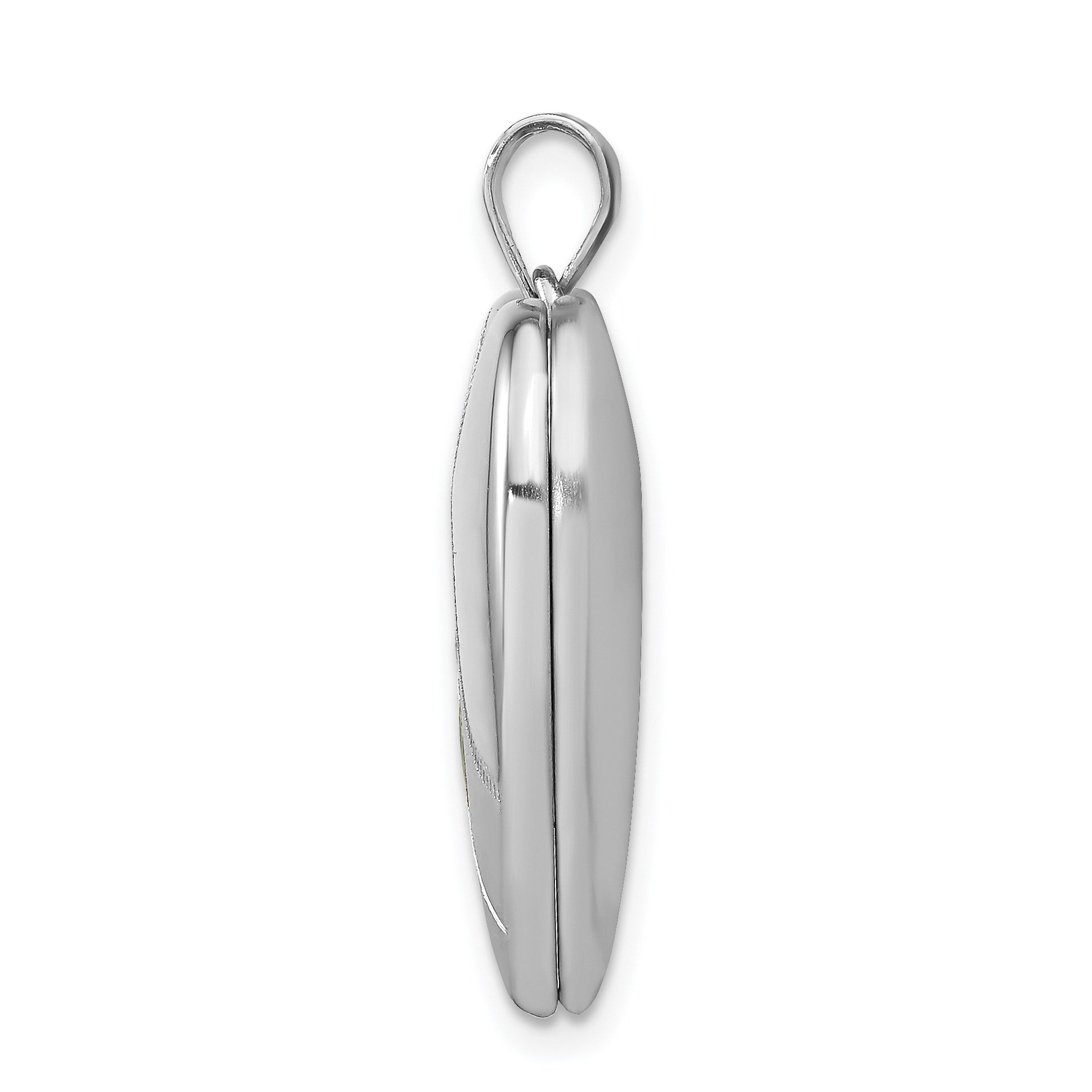Sterling Silver Rhodium-plated 24mm Satin Enameled & D/C Rose Locket