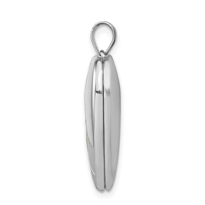 Sterling Silver Rhodium-plated 24mm Satin Enameled & D/C Rose Locket