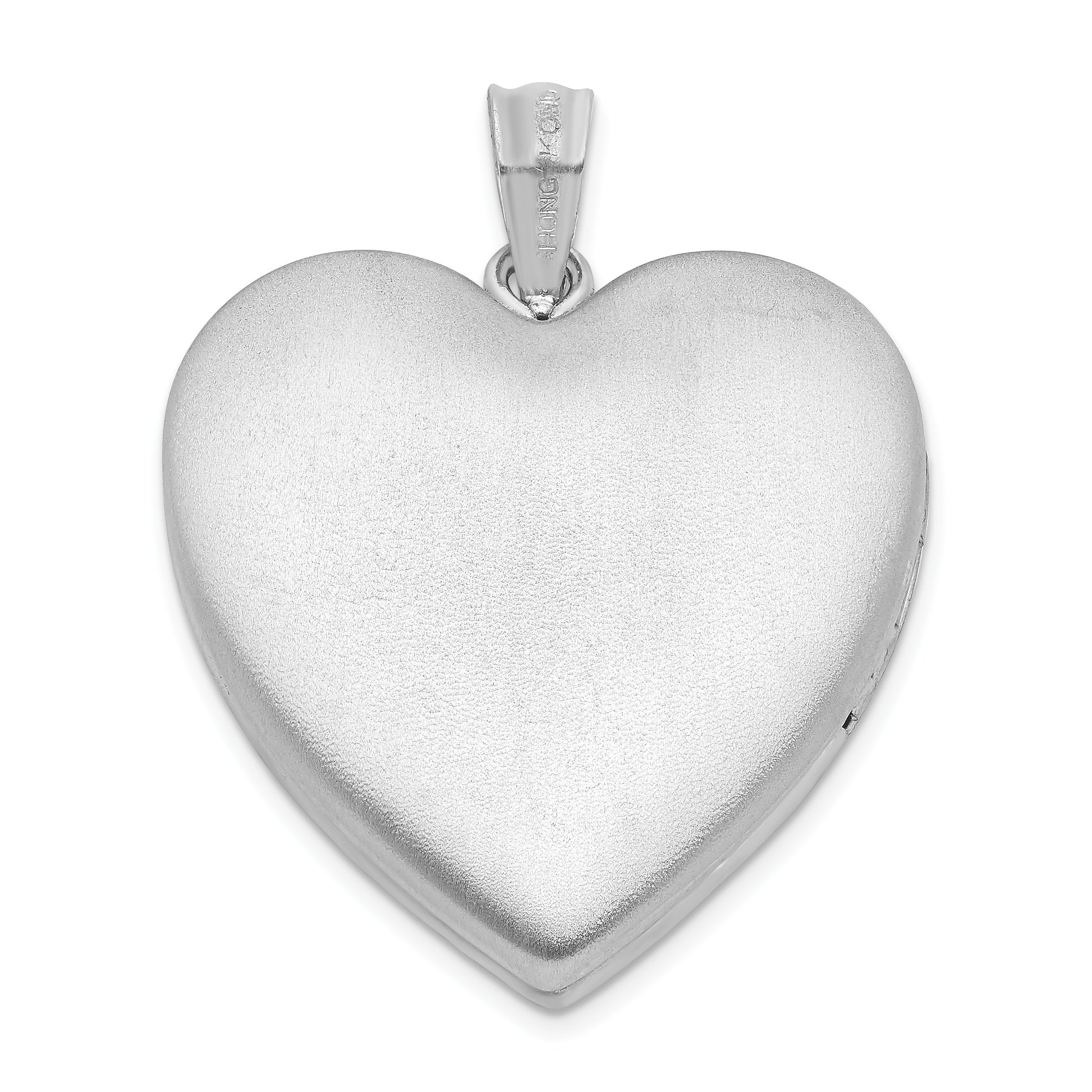Sterling Silver Rhodium-plated 24mm Satin Enameled & D/C Rose Locket