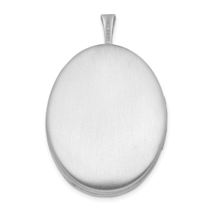 Sterling Silver Rhod-plated Satin Enamel & D/C Floral & Heart Oval Locket