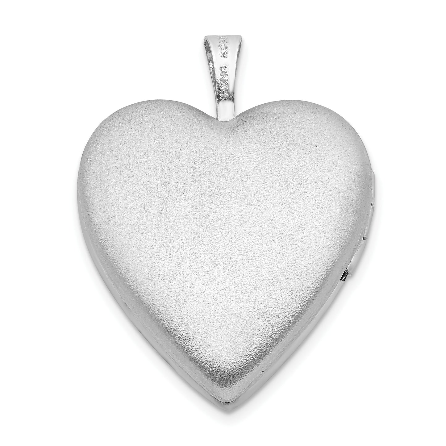 Sterling Silver Rhod-plated Polished/Satin 20mm Forever in my Heart Locket