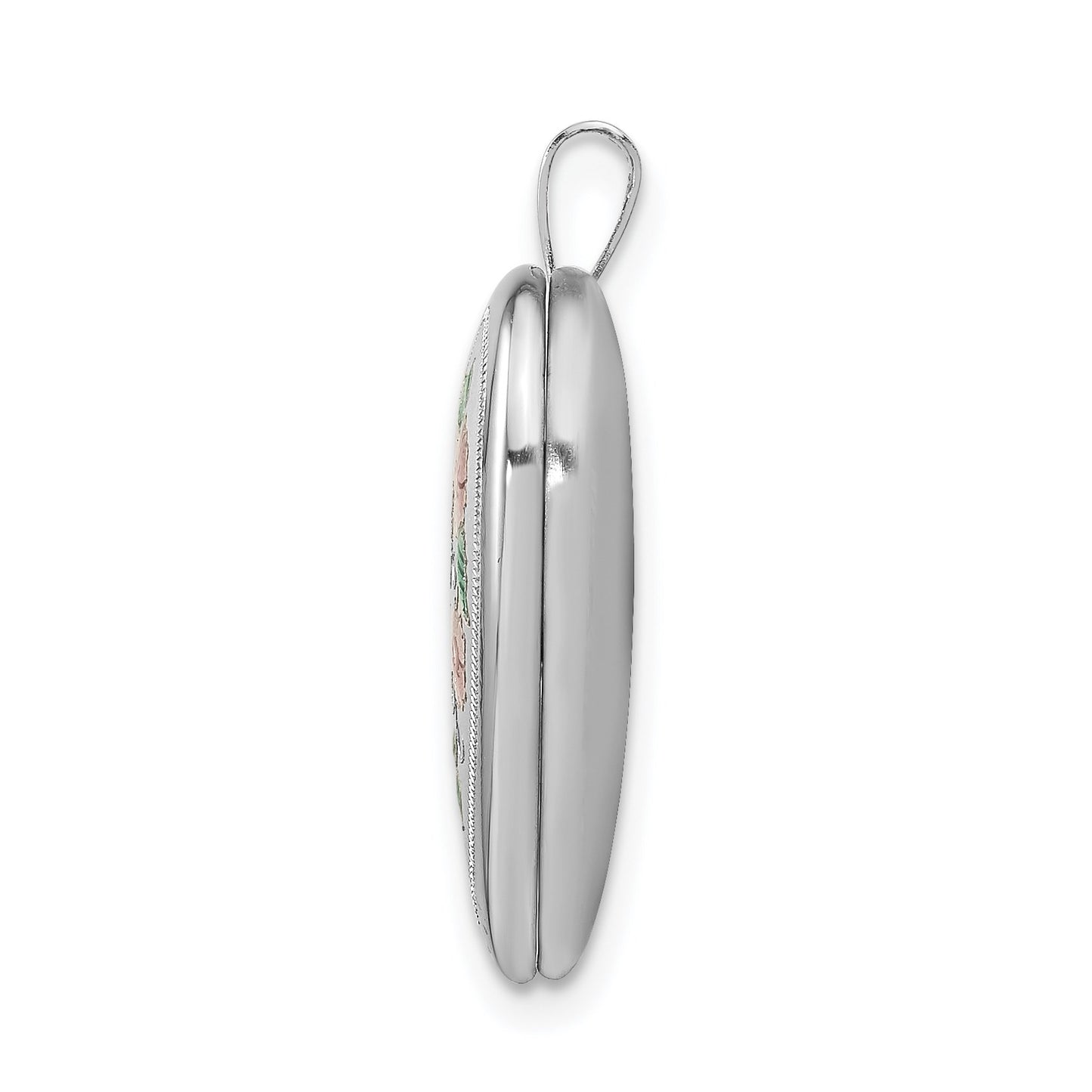 Sterling Silver Rhodium-plated 20mm D/C & Enameled Love Heart Locket