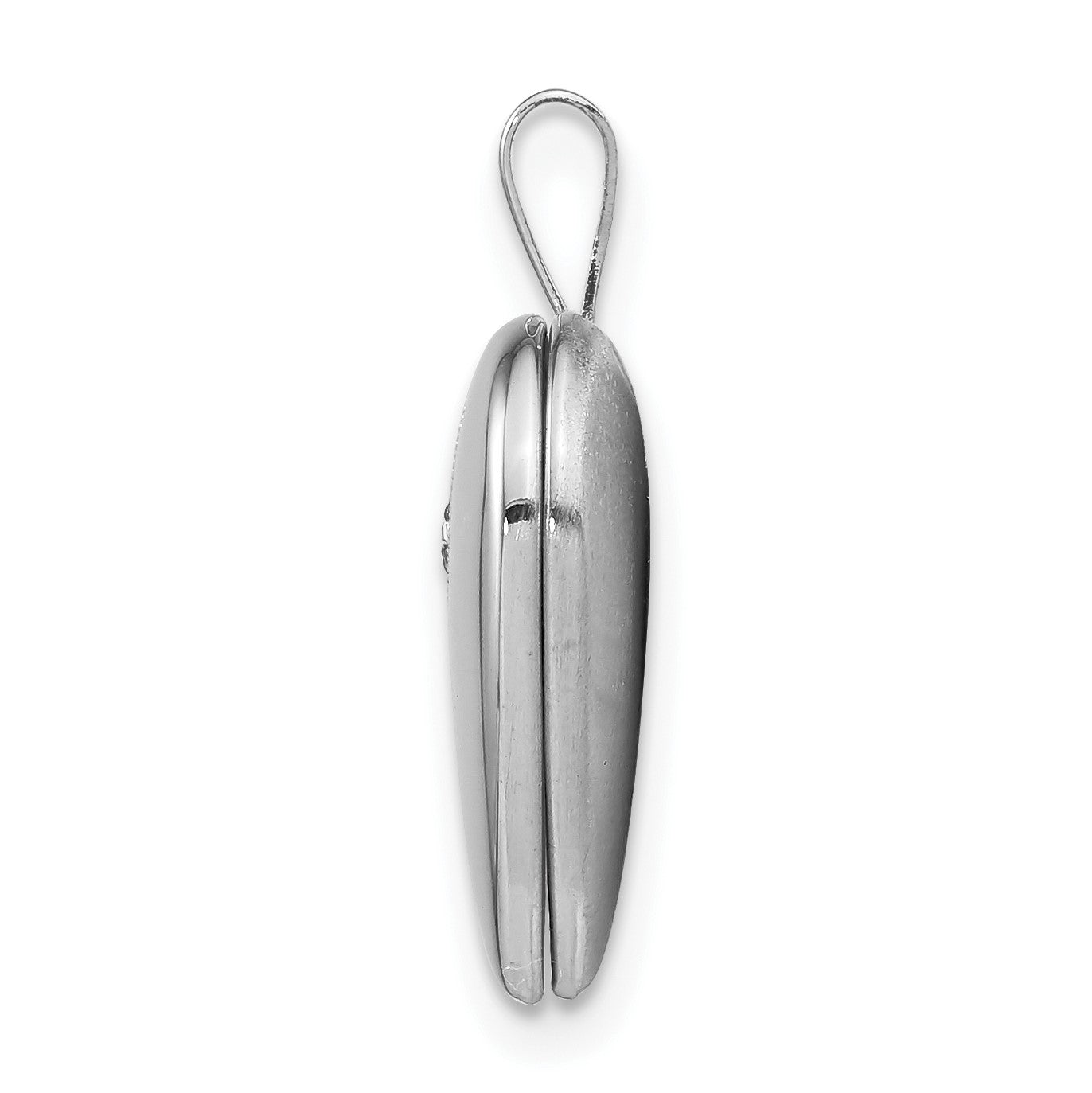 Sterling Silver Rhod-plated Polished/Satin Diamond 16mm D/C Heart Locket
