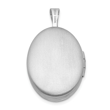 Sterling Silver Rhodium-plated 19mm Diamond Polished/Satin Star Oval Locket