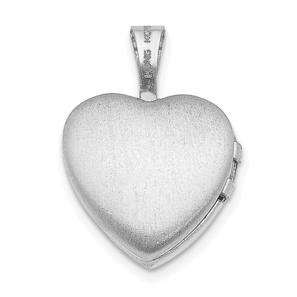 Sterling Silver Rhodium-plated Cross w/ Enamel Flowers 12mm Heart Locket